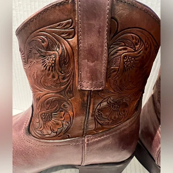 ROPER Women’s Western Brown Tooled Shaft Leather Short Boot. NWT SIZE 9.5 - Picture 8 of 10